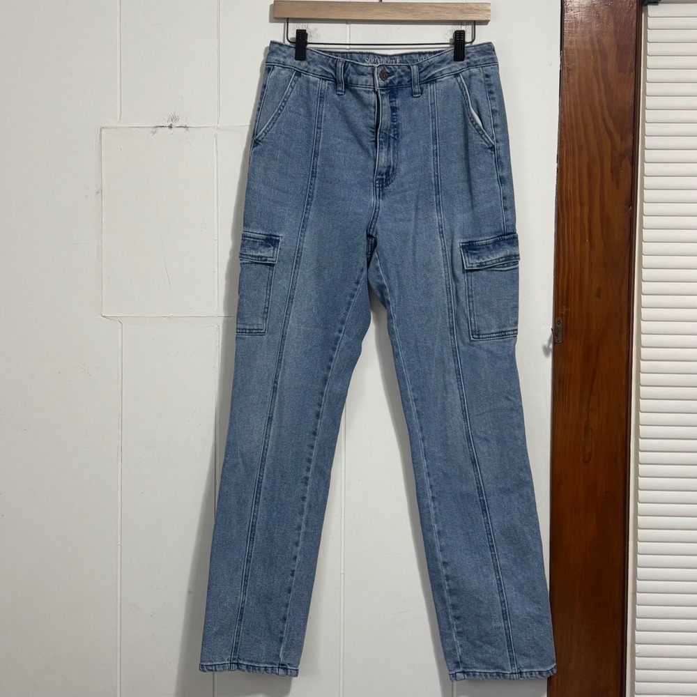 SOUNDSTYLE Unity Utility Straight Leg Cargo Jeans Light Wash Size‎ 8 streetstyle